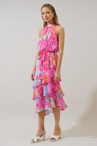 Calista Floral Sleeveless Midi Dress