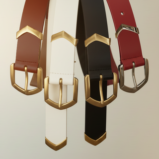 Angular Chevron Buckle Leather Belt