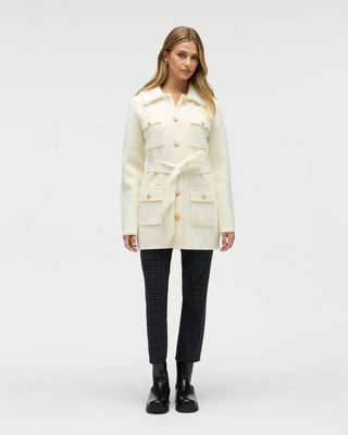 B1291NVL - MINK EYELASH MILITARY BELTED COATIGAN JACKET