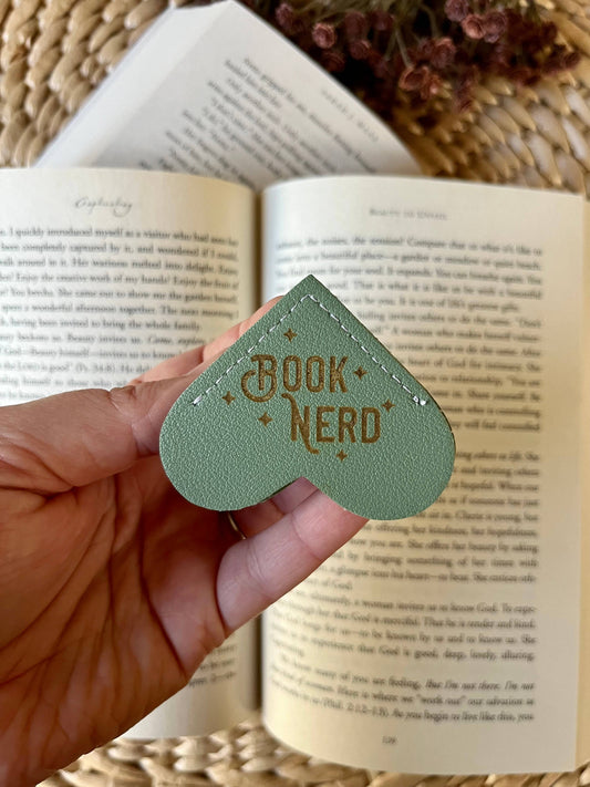 Book Nerd Funny bookworm Leather Heart Bookmark Ear