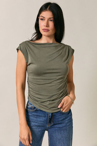 Charlotte Pleated Shoulder Top
