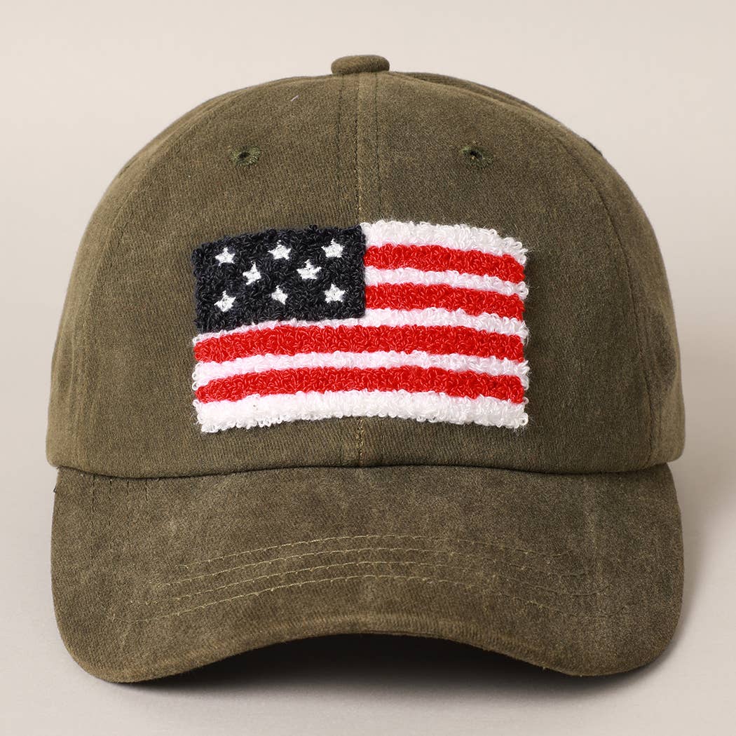 American Flag Chenille Patch Baseball Cap