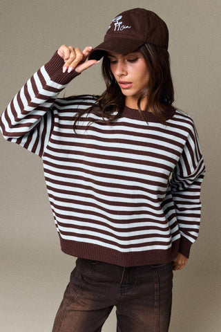Warm Hugs Striped Crewneck Sweater