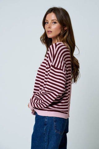 Candace Stripe Button Back