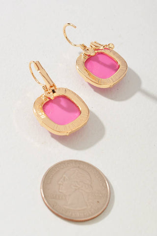 COLOR STONE OVAL DANGLE EARRINGS