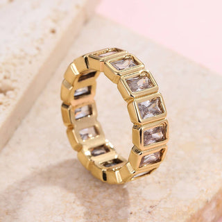 Gold Rhinestone Multi-Shape Eternity Stack Rings