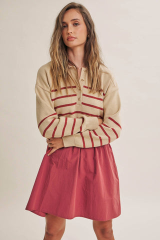 SEASIDE BRUNCH STRIPED POLO MINI DRESS