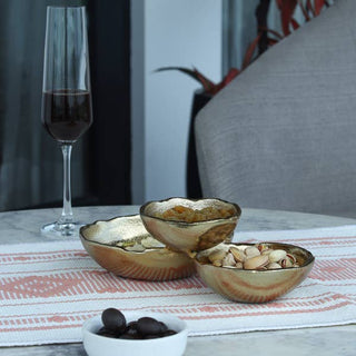 Gold Textured Aluminum 3-Bowl Cluster Dish