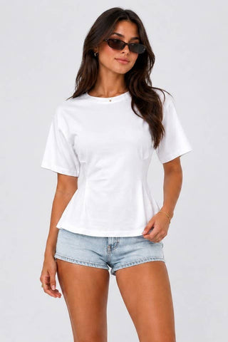 CINCHED WAIST SHORT SLEEVE TOP