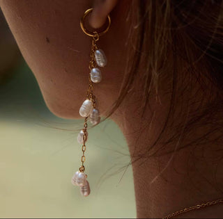 The sea drop hoop earring tassel PVD