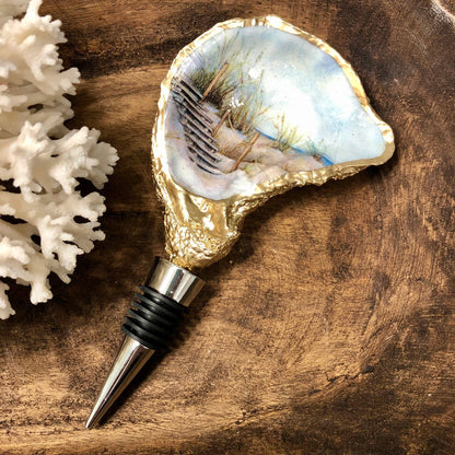 Oyster Shell Wine Stopper-Coastal Dunes