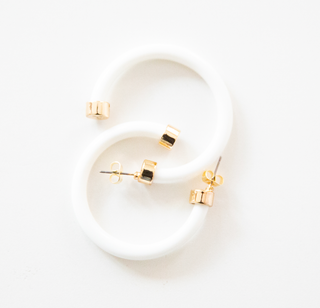 White Hoop Earrings