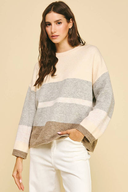 COLORBLOCK SOFT YARN SWEATER - 6296W