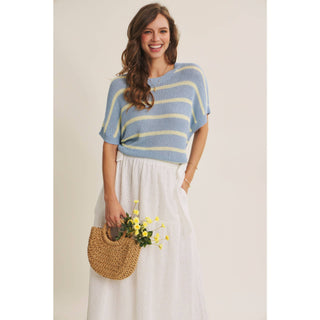 EYELET BUBBLE TOP AND MIDI SKIRT SET