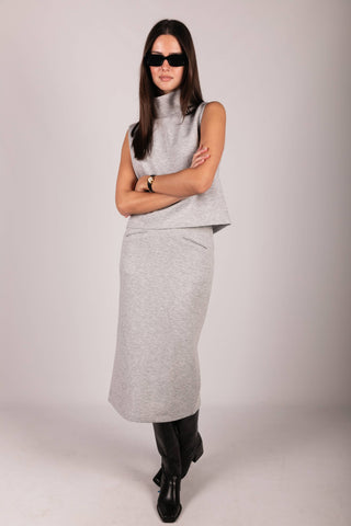 Creme Lounge Samantha Slit Pencil Skirt