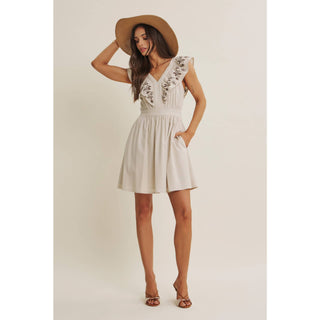SUNNY AFTERNOON EMBROIDERED RUFFLE MINI WITH LACE UP BACK