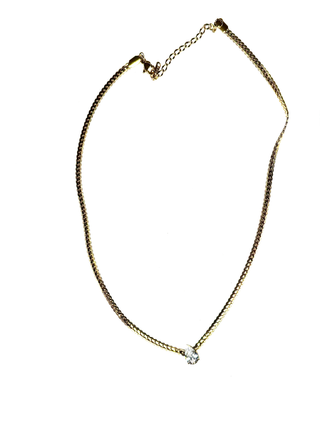 Gia-Tear Drop Solitaire Princess Setting Wheat Chain Steel