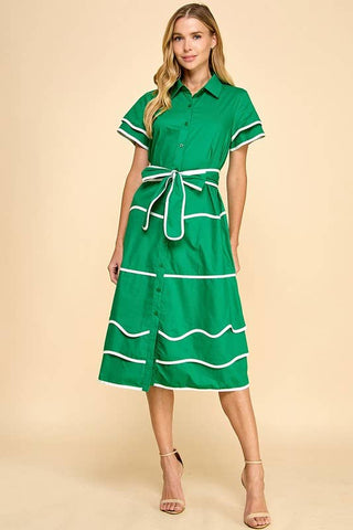 Kelly Court Piped Midi Dress