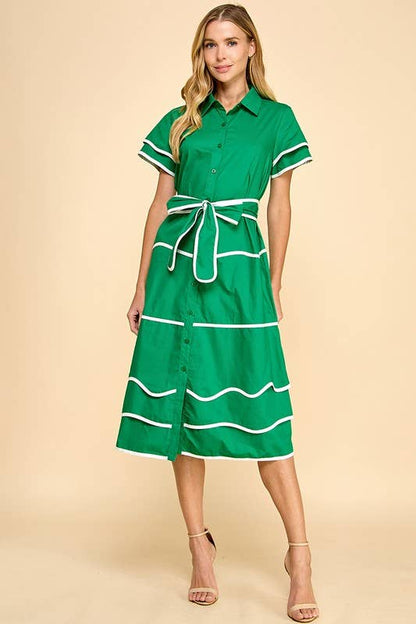 Kelly Court Piped Midi Dress