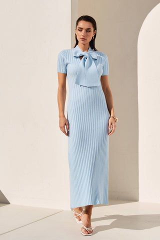 Blue Sky Knit Bow Dress