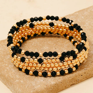 Metallic And Faceted Beaded Bracelet Set