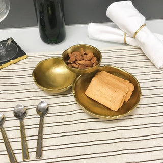 Gold Textured Aluminum 3-Bowl Cluster Dish