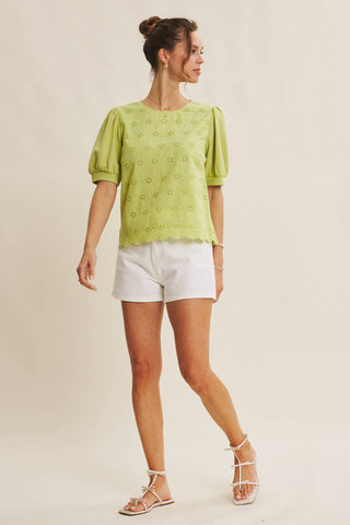 Joyful Terry Eyelet Blouse