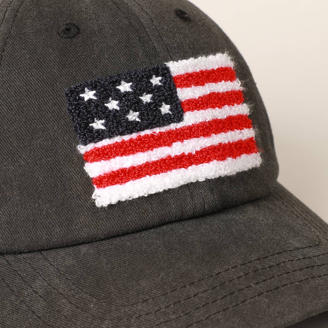 American Flag Chenille Patch Baseball Cap