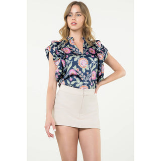 Flutter Flower Print Top
