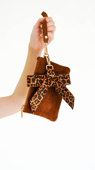 Suede Wristlet with Removable Bow Charm | 2-Piece Gift Set