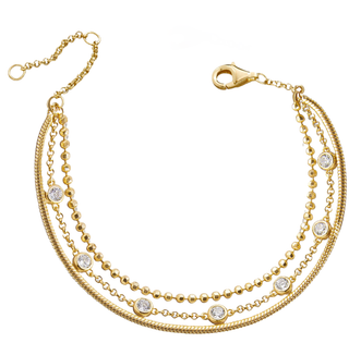 Triple Chain Bracelet stack- PVD 14K Gold- waterproof