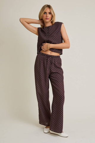 WAIST TIE DOT PANTS