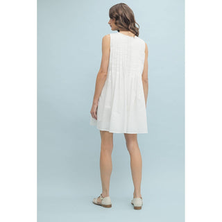 Pleated Bow Mini Dress