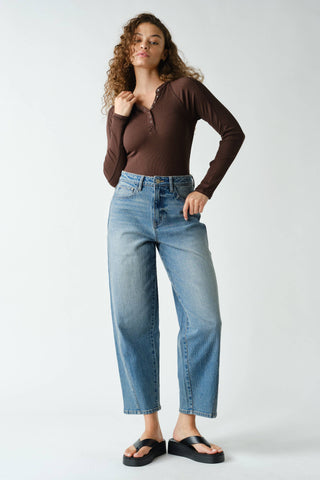 Essential Long-Sleeved Micro-Ribbed Henley Top