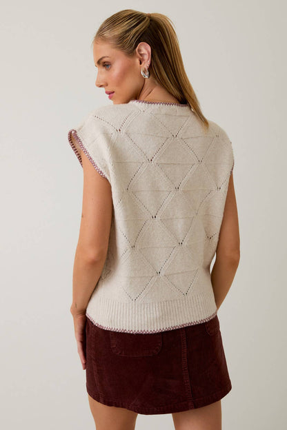 HIGH NECK WIDE SHOULDER SWEATER TOP