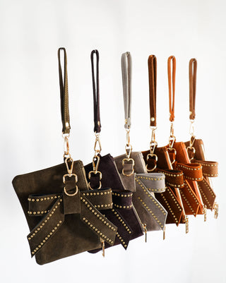 Suede Wristlet with Removable Bow Charm | 2-Piece Gift Set