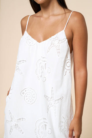 Star Fish Embroidery Eyelet Maxi Dress