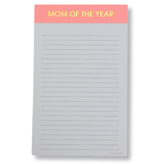 Mom of The Year - Lined Notepad - Perforated Sheets - Pink