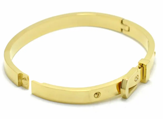  Buckle Bangle Bracelet- Hinged- Stainless Steel - Cuff 
