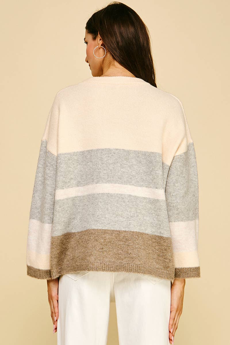 COLORBLOCK SOFT YARN SWEATER - 6296W