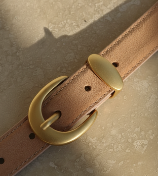 Suede Belt with Curved Gold Buckle | Chic Everyday Accessory