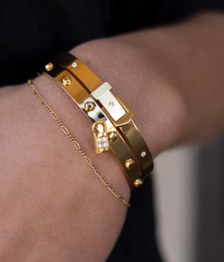  Buckle Bangle Bracelet- Hinged- Stainless Steel - Cuff 