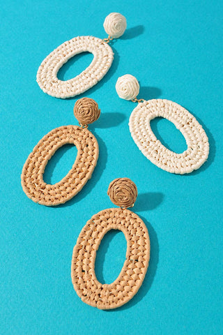 Raffia Braided Oval Earrings