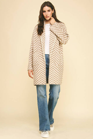 DIAGONAL STRIPE PATTERN CARDIGAN