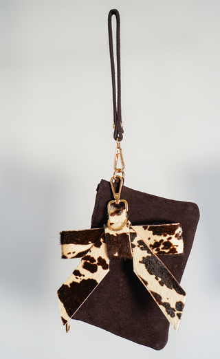 Suede Wristlet with Removable Bow Charm | 2-Piece Gift Set