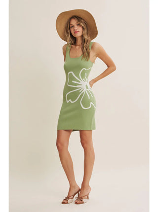 Floral Intarsia bodycon dress