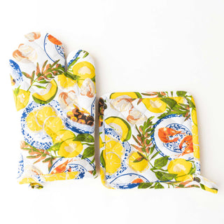 Lemon Santorini Oven Mitt Set