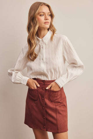 Foxy Faux Suede Button Skirt