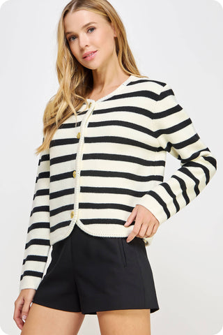 Simply Elevated Button Down Stripe Cardigan
