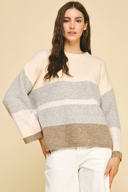 COLORBLOCK SOFT YARN SWEATER - 6296W
